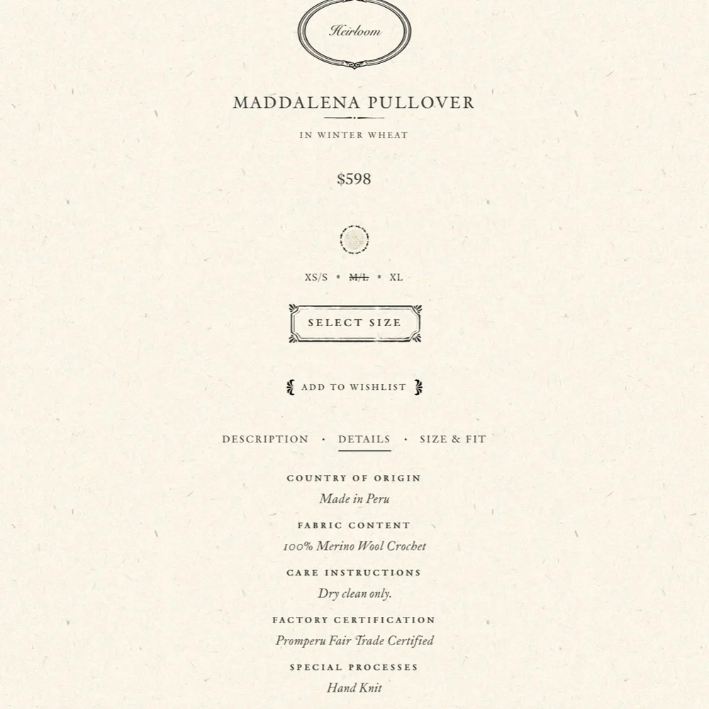 SOLD ❤️ NWOT Doen Heirloom Maddalena pullover sweater - XS-S - Picture 9 of 13